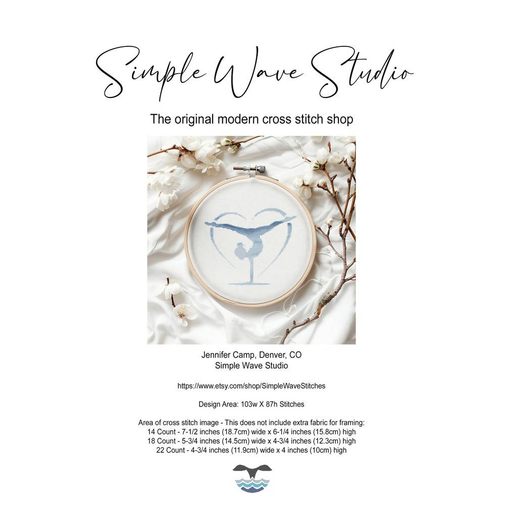 Gymnast‎ Gymnastics Handstand Blue Watercolor Counted Cross Stitch Pattern Chart